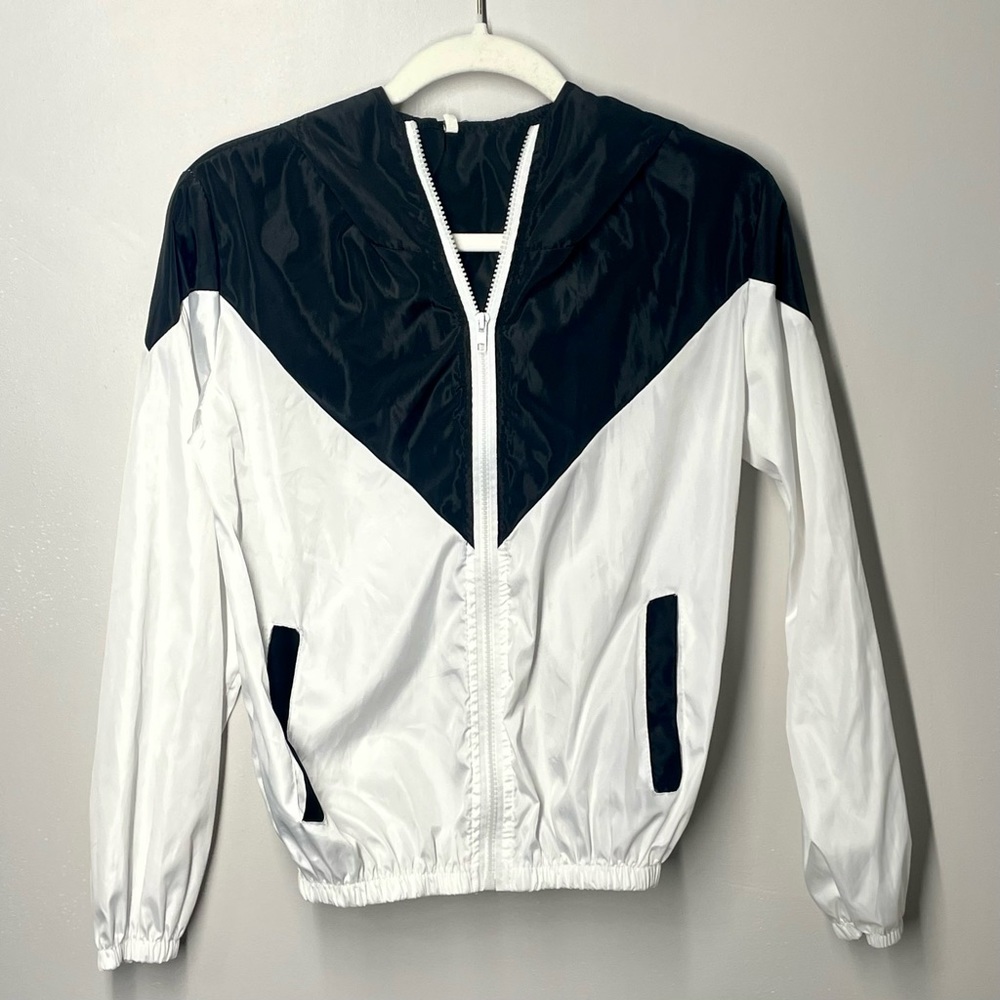 Petite/Juniors Black & White Track Jacket Hoodie